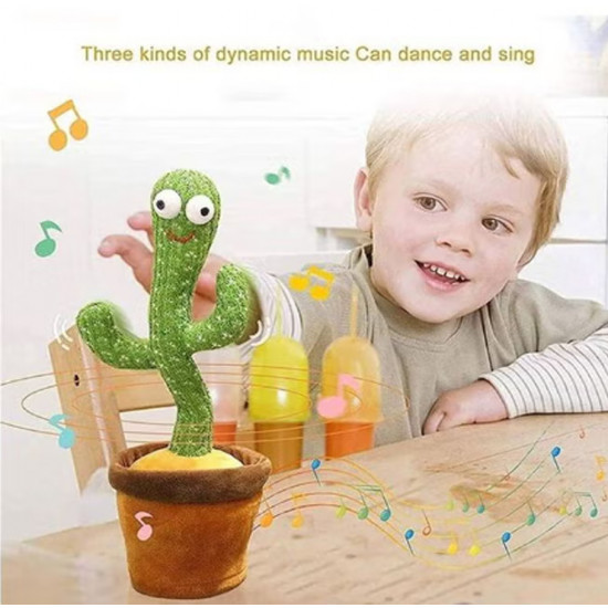 لعبة محشوة لطيفة بعيون كبيرة على شكل صبارة راقصة مع موسيقى