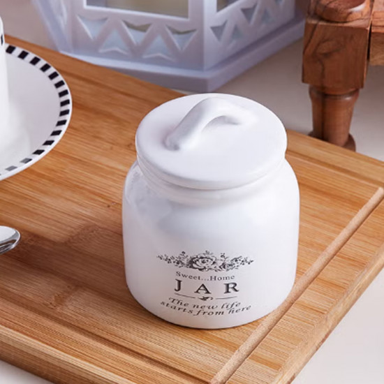 علبة تخزين سكر تحمل عبارة "Sweet Home" أبيض 8.5x10.5سم