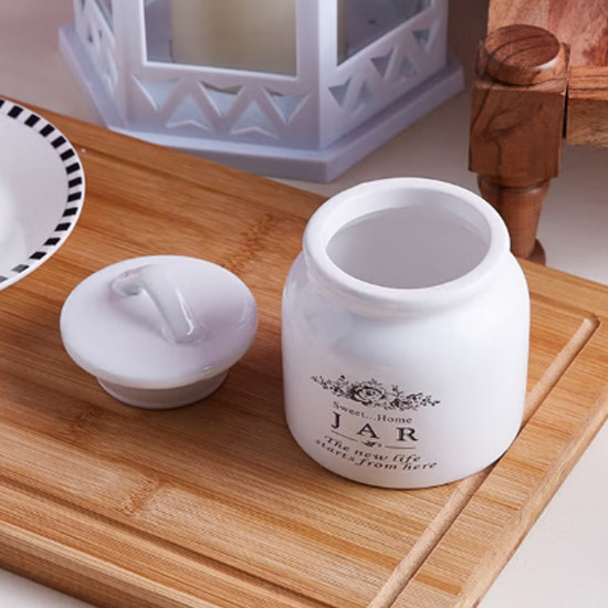 علبة تخزين سكر تحمل عبارة "Sweet Home" أبيض 8.5x10.5سم