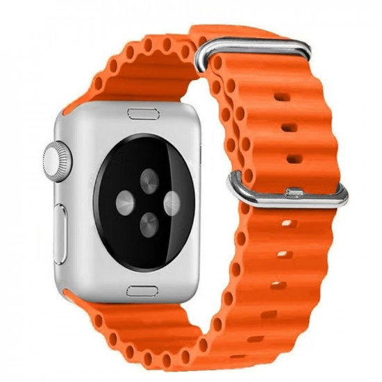 سوار من السيليكون الناعم الشكل الجديد لساعة أبل مقاس 45 مم/ 44 مم/ 42 مم متوافق مع ساعات أبل آي ووتش برتقالي 