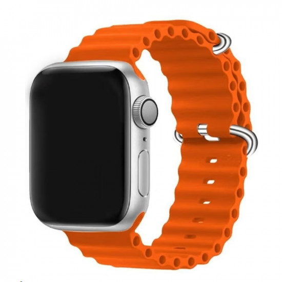 سوار من السيليكون الناعم الشكل الجديد لساعة أبل مقاس 45 مم/ 44 مم/ 42 مم متوافق مع ساعات أبل آي ووتش برتقالي 