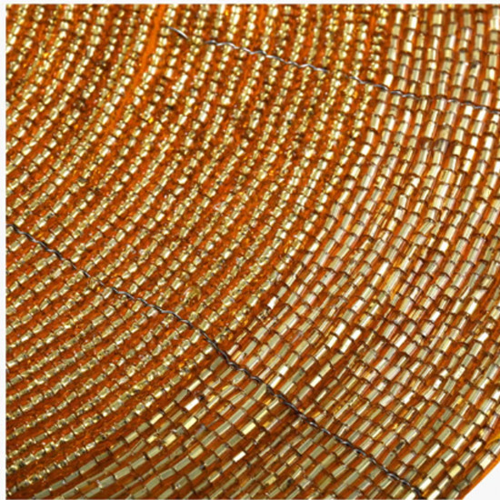 طقم قواعد أكواب مطرز ولامع بتصميم دائري من 4 قطع ذهبي 4 x 10سم