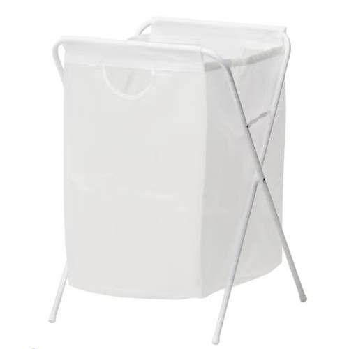 سلة غسيل مع حامل من الستانلس ستيل أبيض 41x43x64سم