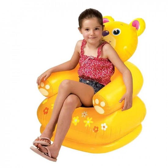 كرسي قابل للنفخ خفيف الوزن بتصميم جذاب على شكل دب 65x64x79سم