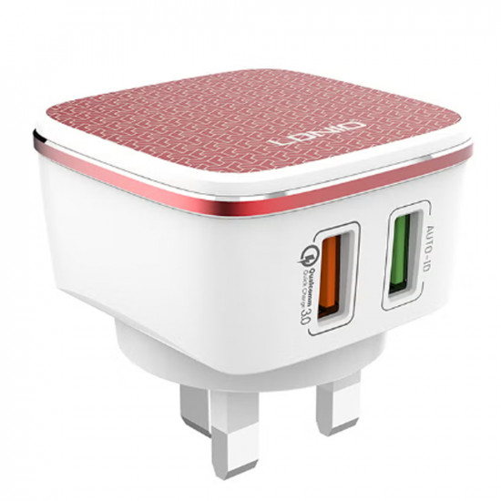 شاحن جداري كوالكوم 3.0 سريع بكابل USB أبيض/أحمر شاحن جداري كوالكوم 3.0 سريع بكابل USB أبيض/أحمر