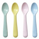 مجموعة من 4 ملاعق تغذية ملونة سهلة التنظيف ومقاومة للبهتان للأطفال - متعددة الألوان