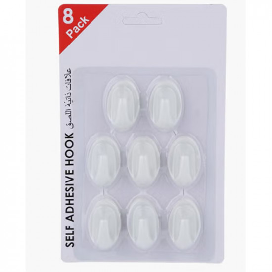 خطاف ذاتي اللصق - طقم من 8 قطع أبيض