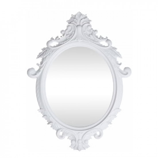 مرآة حائط بيضاوية مزينة بالاس قياس 4x60x83 سم أبيض