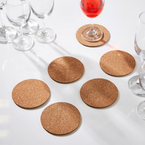 مجموعة من 4 حاملات أكواب فيجا مستديرةٌ من الفلين بني 10x10سم