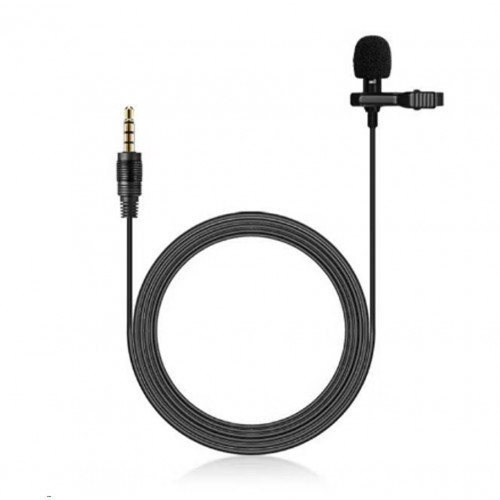 ميكروفون "لافالير" صغير بمشبك يُثبت على طية صدر السترة مع قابس TRRS بمقاس 3.5 مم أسود