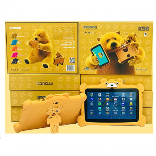 تابلت K96 مقاس 7 بوصة للأطفال، ذاكرة وصول عشوائي 32 جيجابايت، ذاكرة وصول عشوائي 3 جيجابايت واي فاي، بلوتوث، كاميرا مزدوجة، تعليمية، ألعاب، مراقبة أبوية، برامج (بني فاتح)