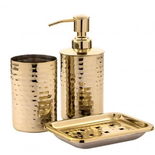طقم ملحقات حمّام 3 قطع من ريم ذهبي