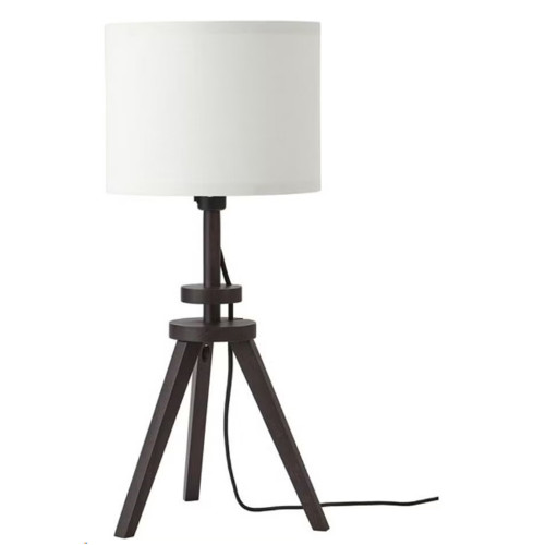 مصباح طاولة أبيض / خشب أسود