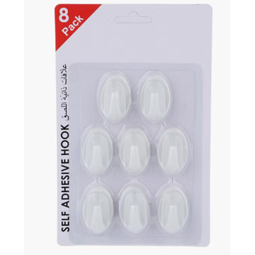خطاف ذاتي اللصق - طقم من 8 قطع أبيض