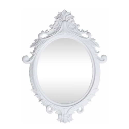 مرآة حائط بيضاوية مزينة بالاس قياس 4x60x83 سم أبيض