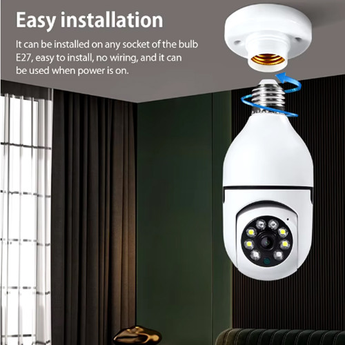 كاميرا واي فاي لاسلكية 360 درجة بقاعدة لمبة E27 مزودة برؤية ليلية