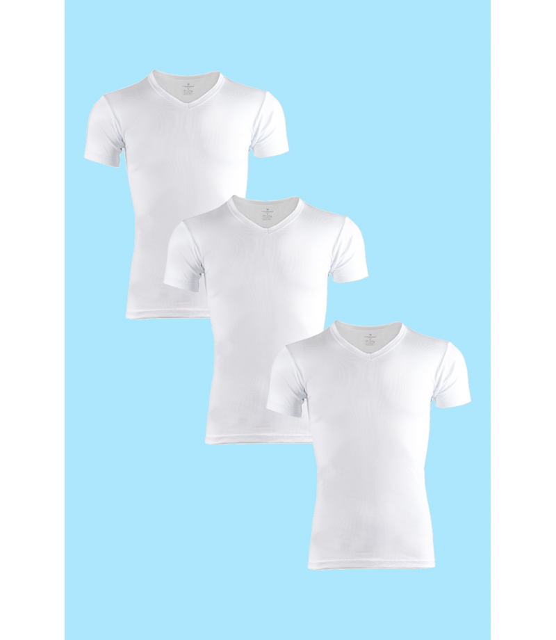 شد 6 حبة فنايل ستريش رقبة V  قطن 100% ماركة جيلان التركية كود 047