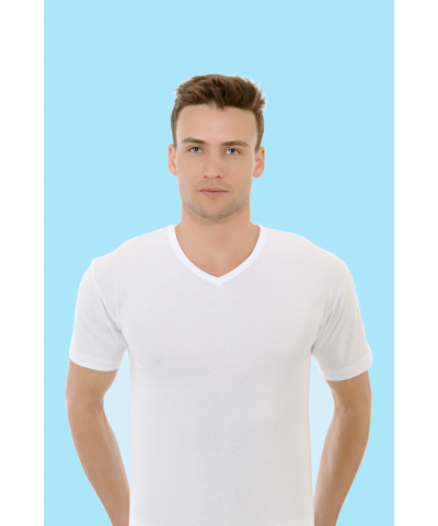 شد 6 حبة فنايل ستريش رقبة V  قطن 100% ماركة جيلان التركية كود 047