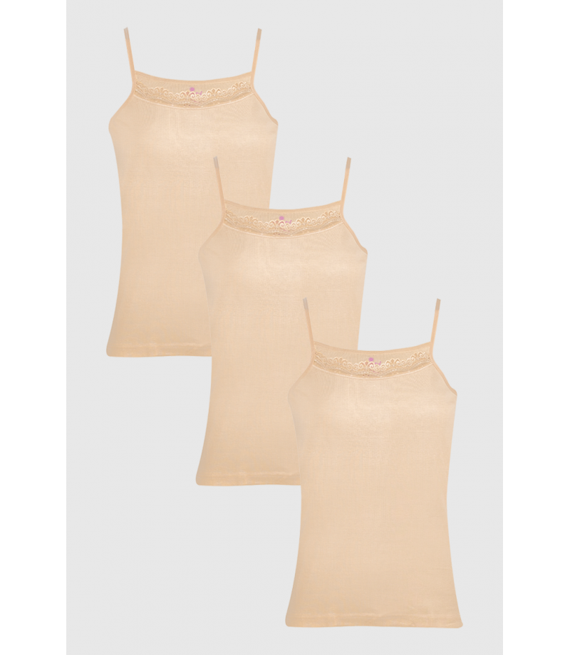 شد 6 حبة فانيلة علاقي خيط مع دانتيل خفيف في الصدر  قطن 100%  صناعة تركية ماركة جيلان كود 178