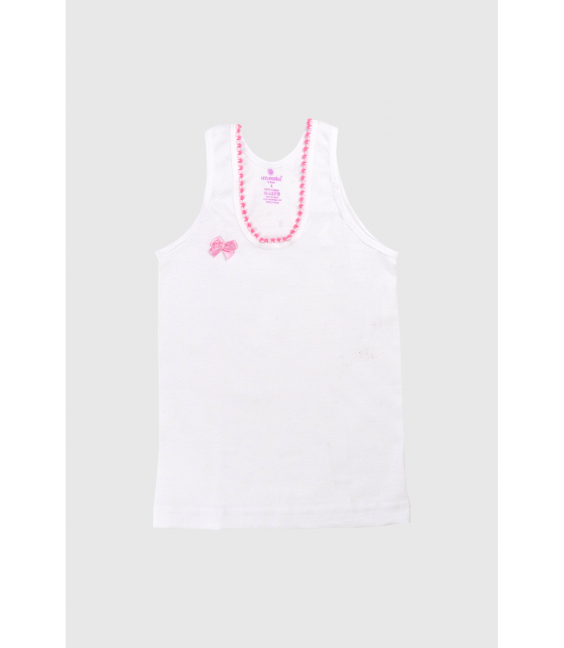 شد 6 حبة فنايل علاقي بناتي مع تطريز خفيف على الرقبة قطن 100% صناعة تركية ماركة جيلان كود 326