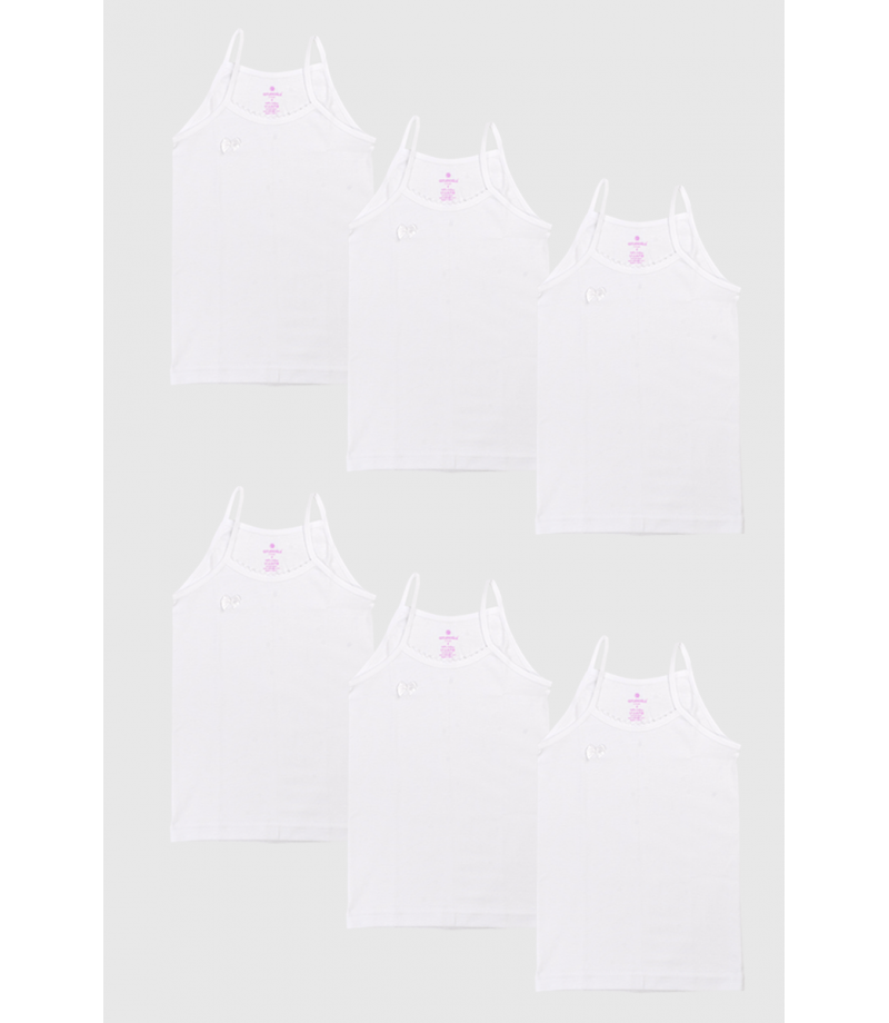 شد 6 حبة فميلة علاقي خيط بناتي مع تطريزة خفيف على الرقبة ماركة جيلان صناعة تركية قطن 100% كود 327