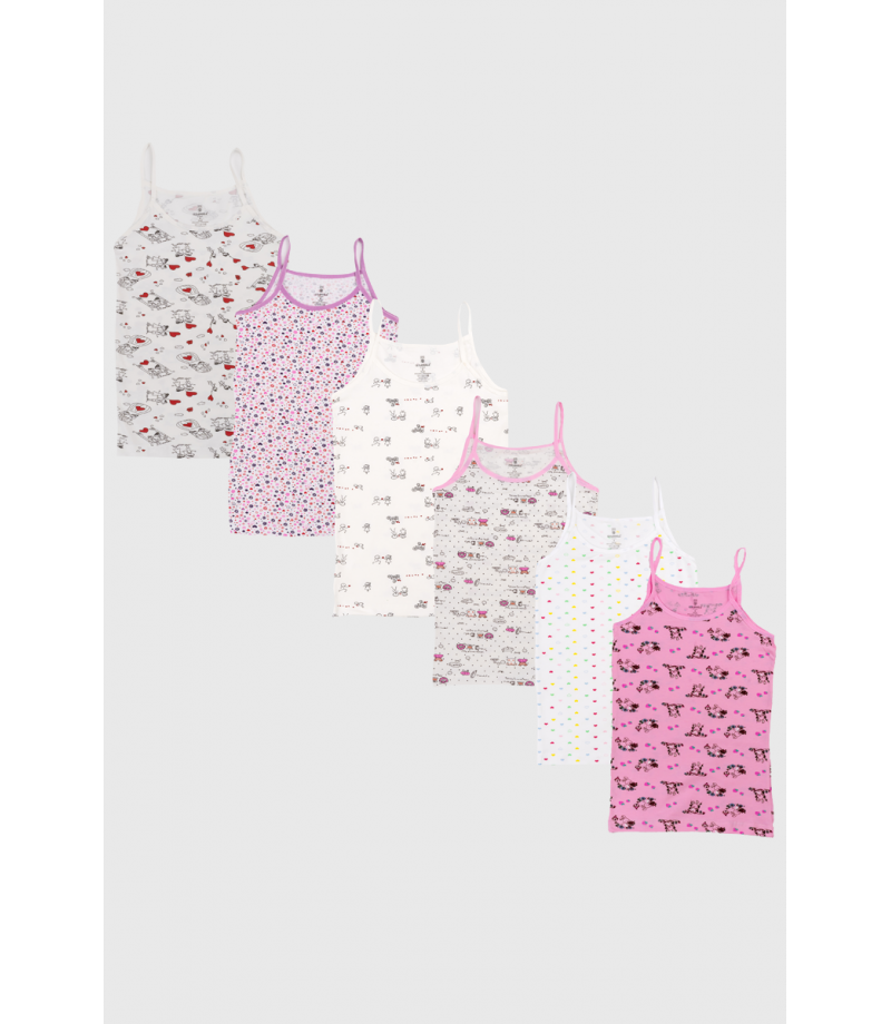 شد 6 حبة فنايل بناتي علاقي خيط ملون قطن 95% ماركة جيلان صناعة تركية كود 336