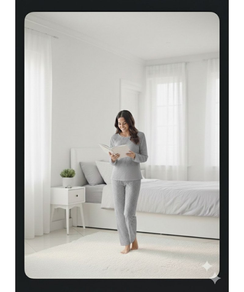 بيجاما نسائية قطن تركي مخرم صناعة تركية ماركة جيلان قطن 100% 