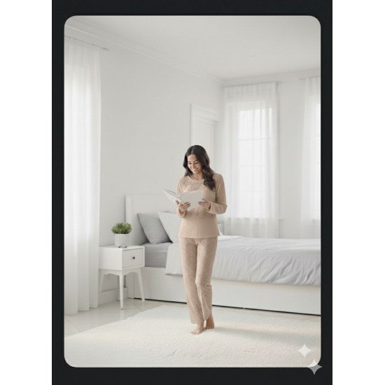 بيجاما نسائية قطن تركي مخرم صناعة تركية ماركة جيلان قطن 100% 