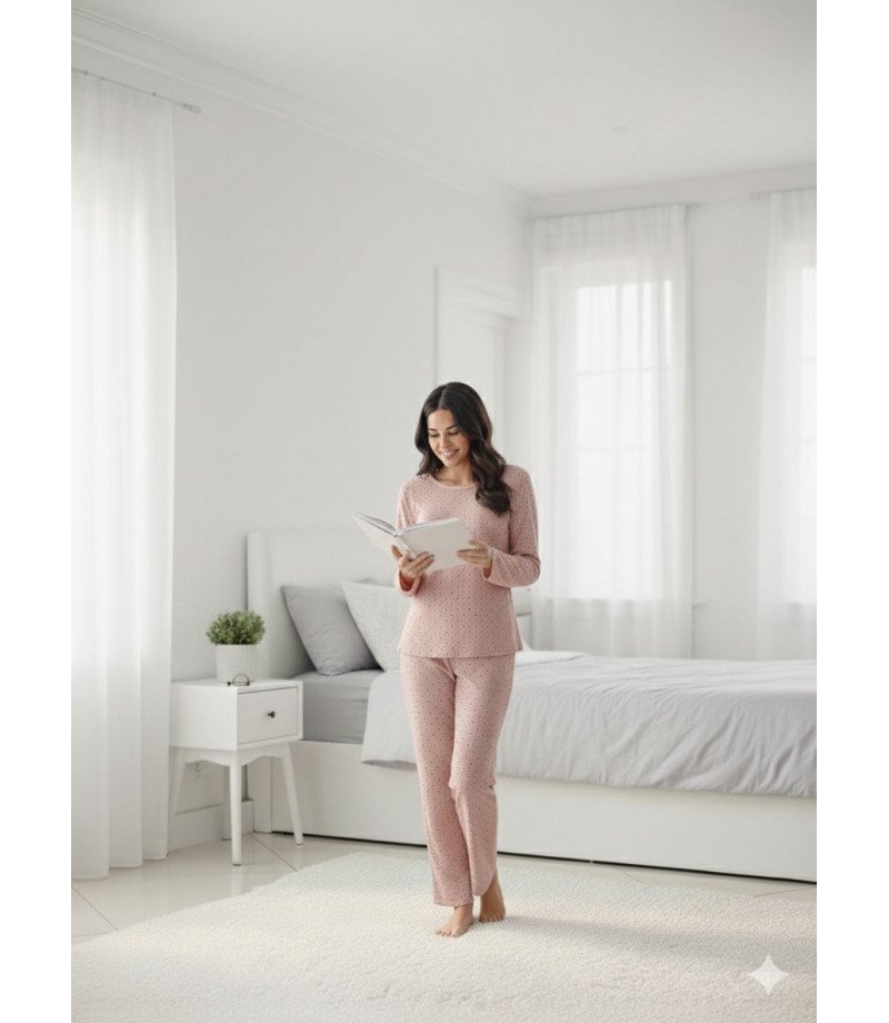 بيجاما نسائية قطن تركي مخرم صناعة تركية ماركة جيلان قطن 100% 