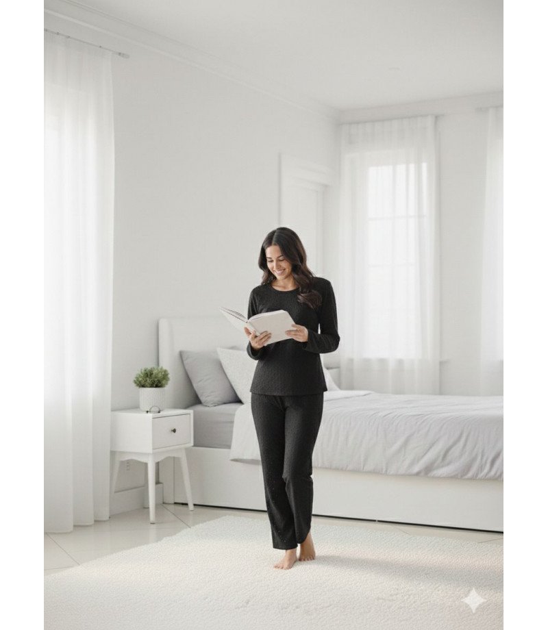 بيجاما نسائية قطن تركي مخرم صناعة تركية ماركة جيلان قطن 100% 