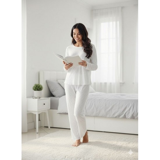 بيجاما نسائية قطن تركي مخرم صناعة تركية ماركة جيلان قطن 100% 