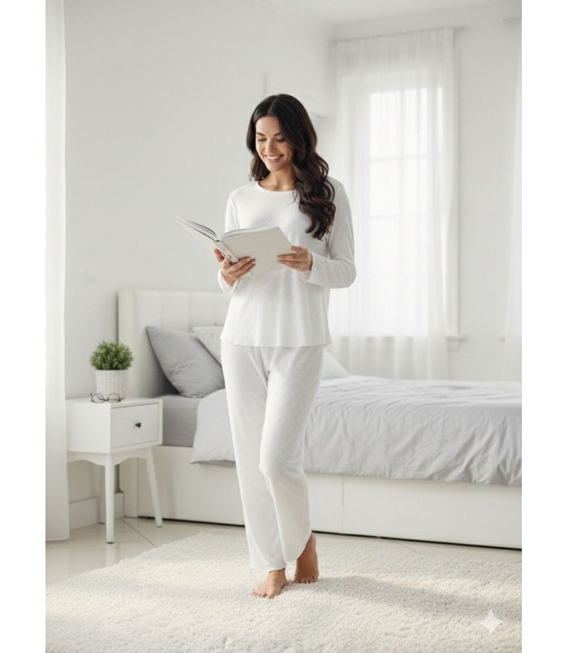 بيجاما نسائية قطن تركي مخرم صناعة تركية ماركة جيلان قطن 100% 