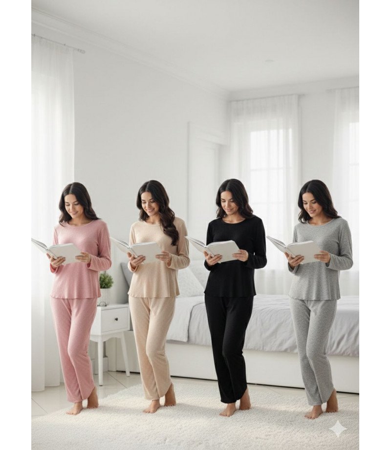 بيجاما نسائية قطن تركي مخرم صناعة تركية ماركة جيلان قطن 100% 