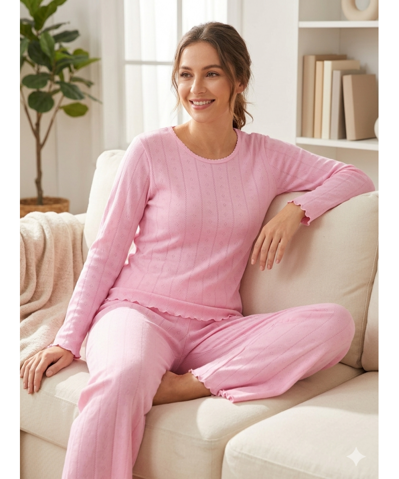 بيجاما نسائية قطن تركي مخرم صناعة تركية ماركة جيلان قطن 100% 