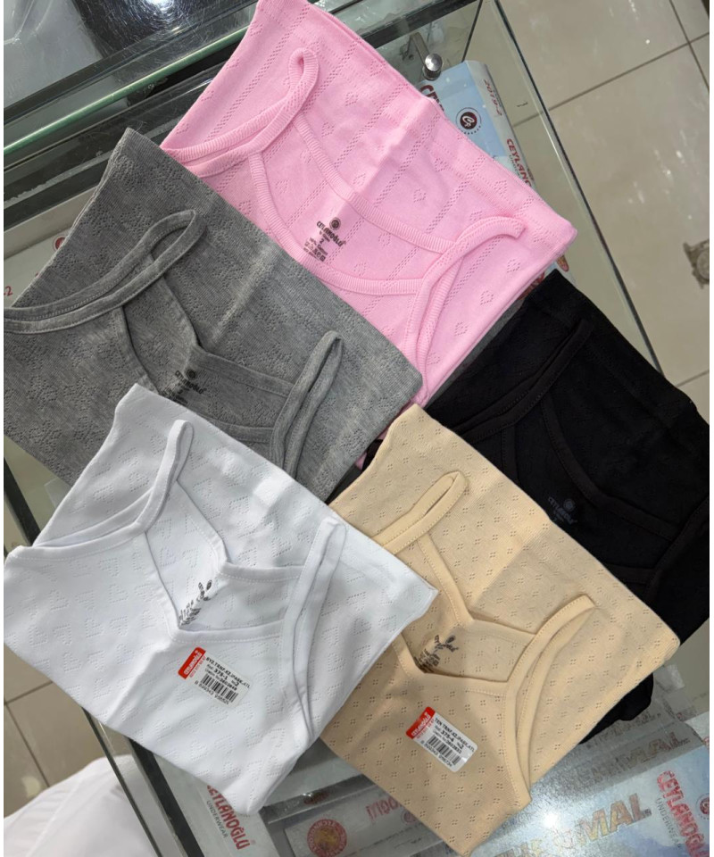 شد 6 حبة فانيلةقطن تركي مخرم خيط قطن 100% صناعة تركية ماركة جيلان 