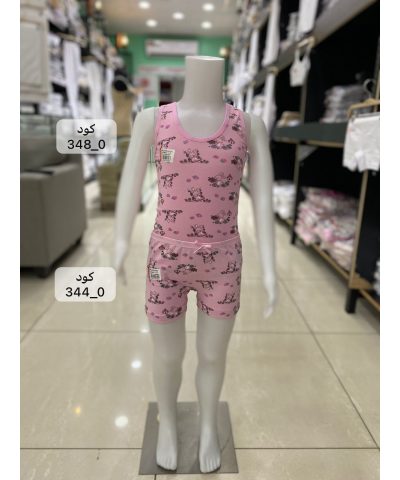 شد 6 حبة طقم بناتي فانيلة ملون خيط عريض مع شورت كود 348+344 صناعة تركية ماركة جيلان 