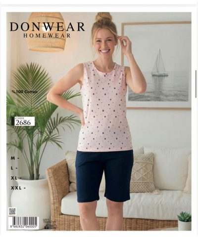 بيجامة بيت صيفي صناعة تركية قطن 100% كود 2686