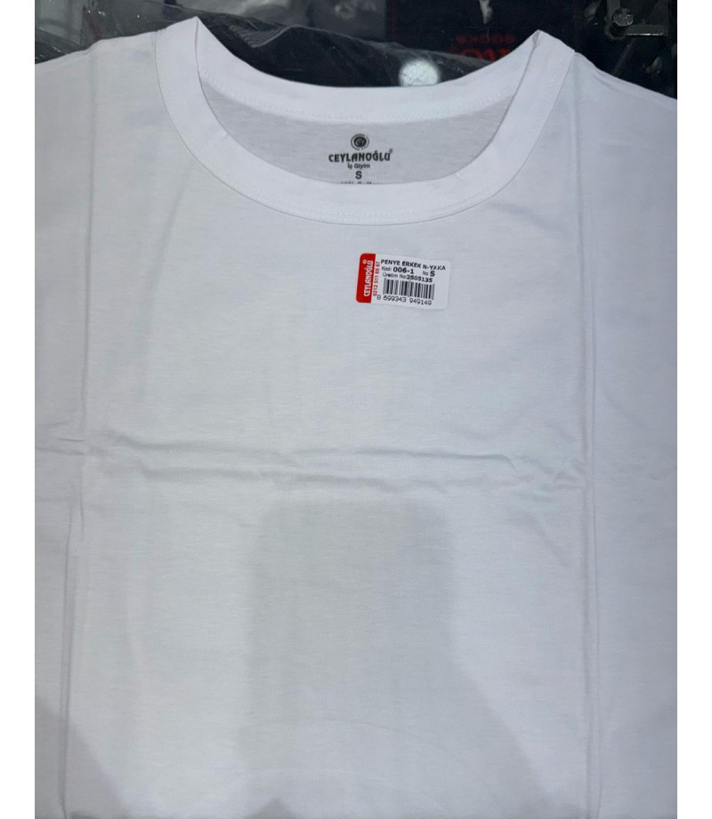 شد 6 حبة فنايل رقبة دائرية مرتفعة ( O ) صناعة تركية ماركة جيلان قطن 100%  كود 006