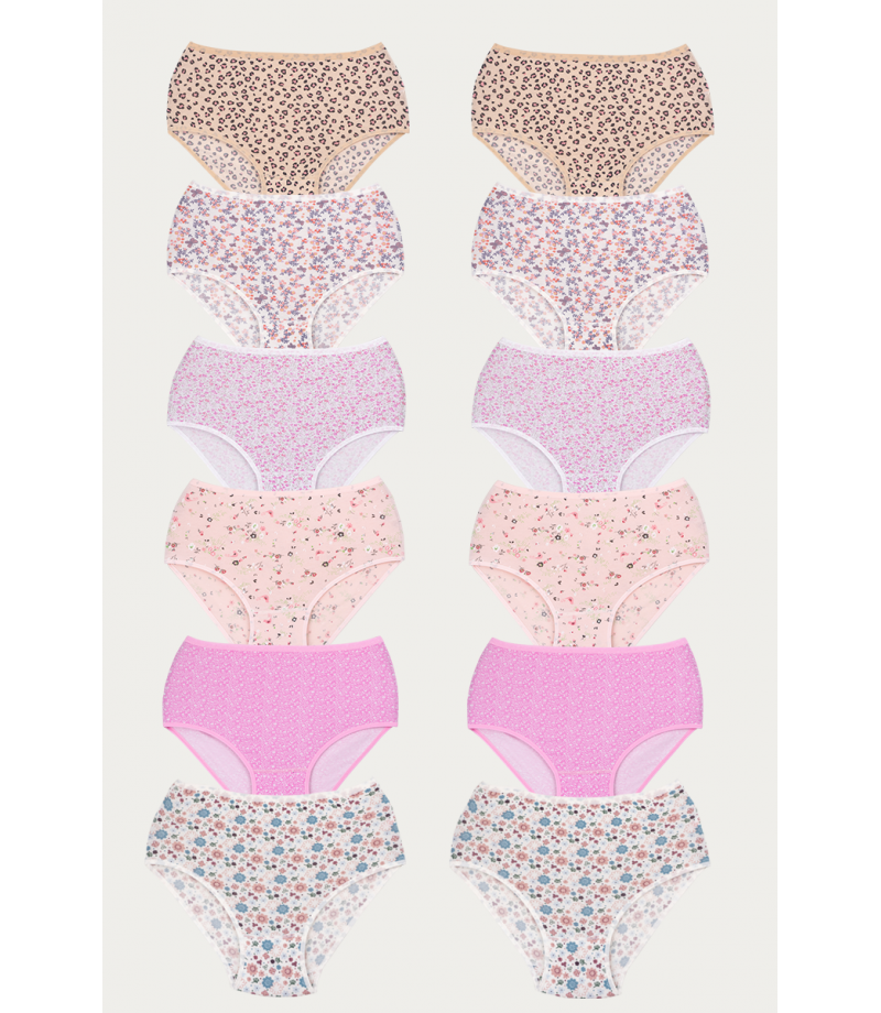 شد 6 حبة كيلوت نسائي مزهر قطن 100% صناعة تركية ماركة جيلان كود 144