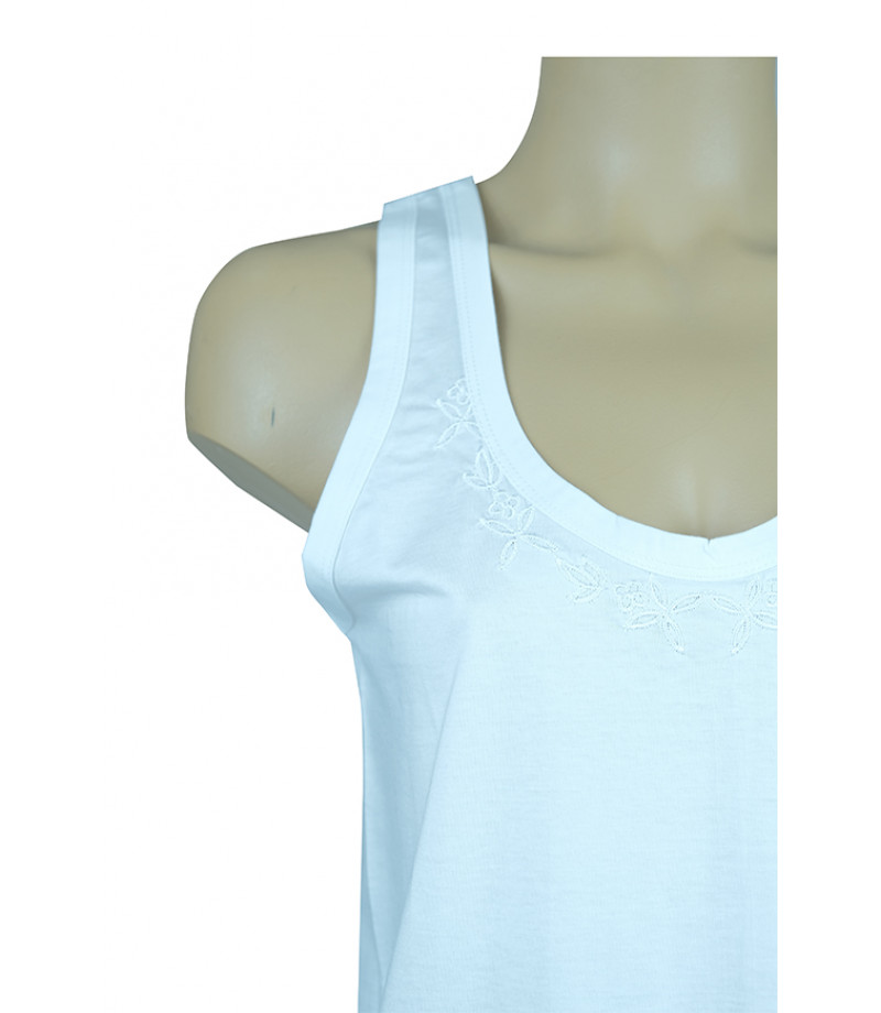 شد 6  حبة فنايل علاقي نسائي سادة مع تطريزة خفيفة على الرقبة  صناعة تركية ماركة جيلان قطن 100%  كود 161