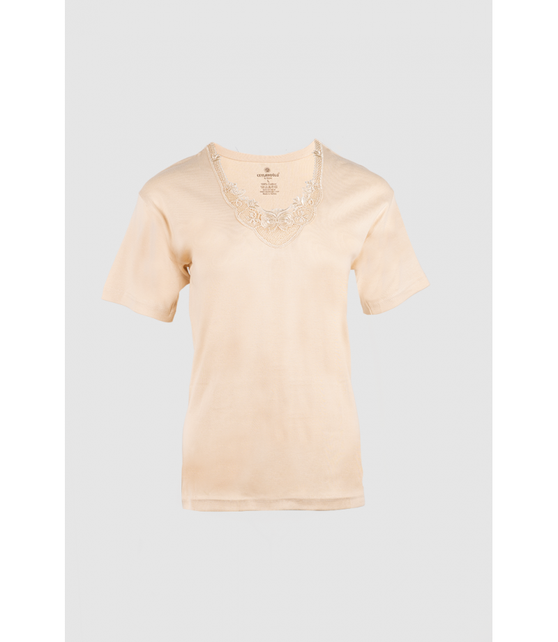 شد 6 حبة فانيلة نسائية ( داخلي خارجي ) مع تطريز واسع في الرقبة قطن 100% وجودة عالية جدا صناعة تركية ماركة جيلان كود 205