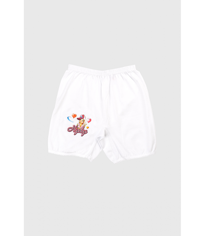 شد 6 حبة سروال شرعي بناتي فوق الركبة مع دانتيل قطني خفيف وطبعة قطن 100% صناعة تركية ماركة جيلان كود 321