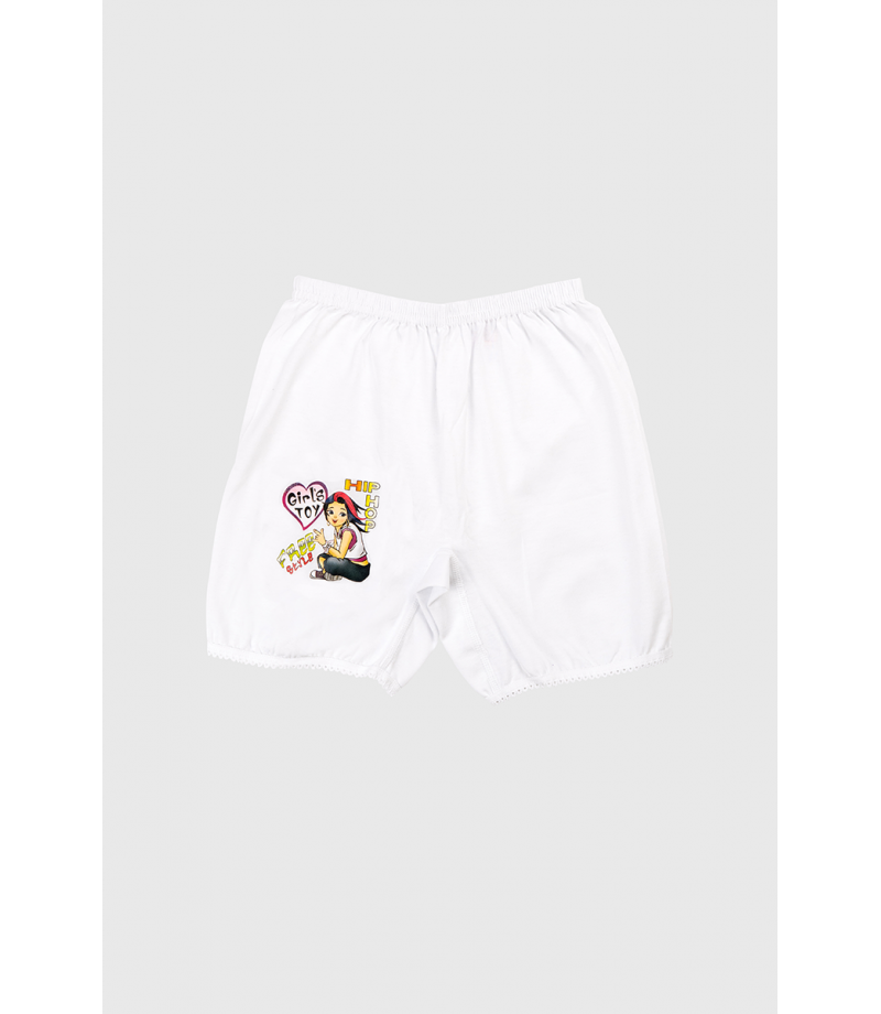 شد 6 حبة سروال شرعي بناتي فوق الركبة مع دانتيل قطني خفيف وطبعة قطن 100% صناعة تركية ماركة جيلان كود 321