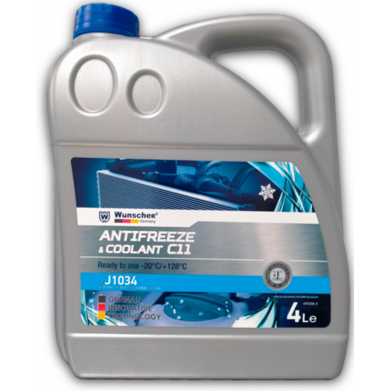مضاد تجمد ونشر AF100B‑4 – أزرق (C11) – 4 لتر wunscher مضاد تجمد ونشر AF100B‑4 – أزرق (C11) – 4 لتر wunscher