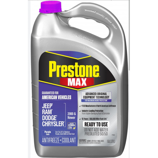 بريستون ماكس للسيارات الأمريكية – Prestone MAX AF6900 – سائل تبريد وجاهز للاستعمال جيب دودج(1 جالون)