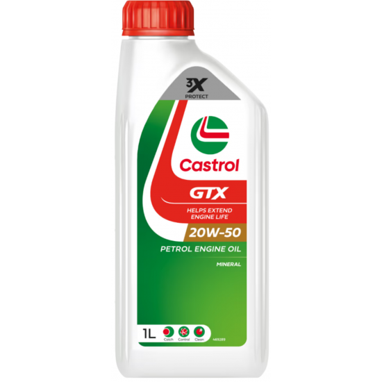 زيت كاسترول GTX 20W‑50 Castrol – 1 لتر – API SL / ACEA A3/B3, A3/B4 – معدني
