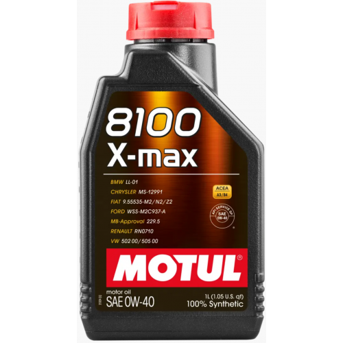 زيت موتول Motul 8100 X-MAX SAE 0W-40 – زيت محرك تخليقي بالكامل عالي الأداء 1 لتر