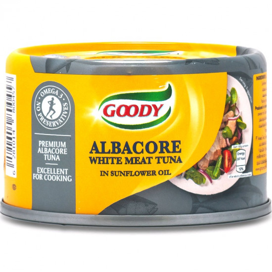 تونة قودي الباكور البيضاء 185 جرام*48 حبة (كرتون)