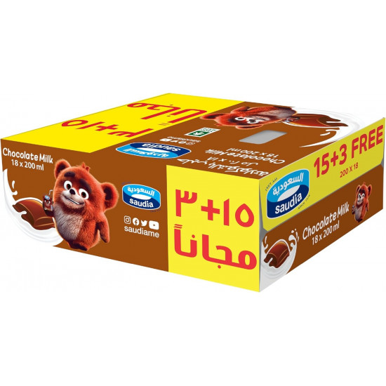 حليب السعوديه بالشوكولاتة200مل*18 حبة (كرتون)