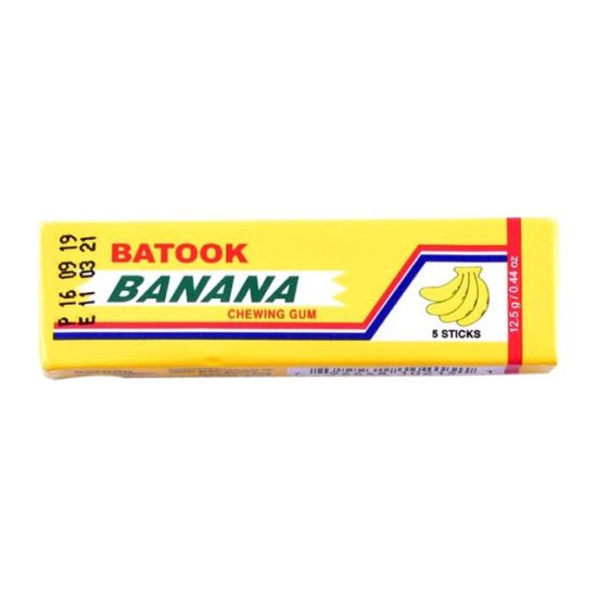 Five banana chewing gum strips, 5 x 20 x 50 pack